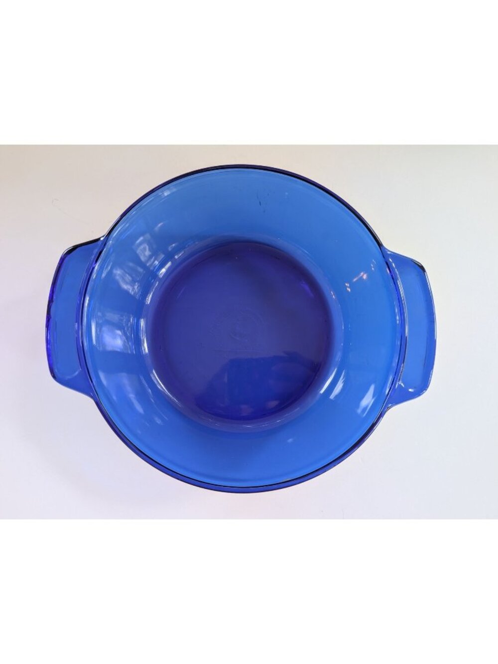 Vintage Anchor Hocking Cobalt Blue Glass Round 2 Qt Casserole Baking Dish MCM
